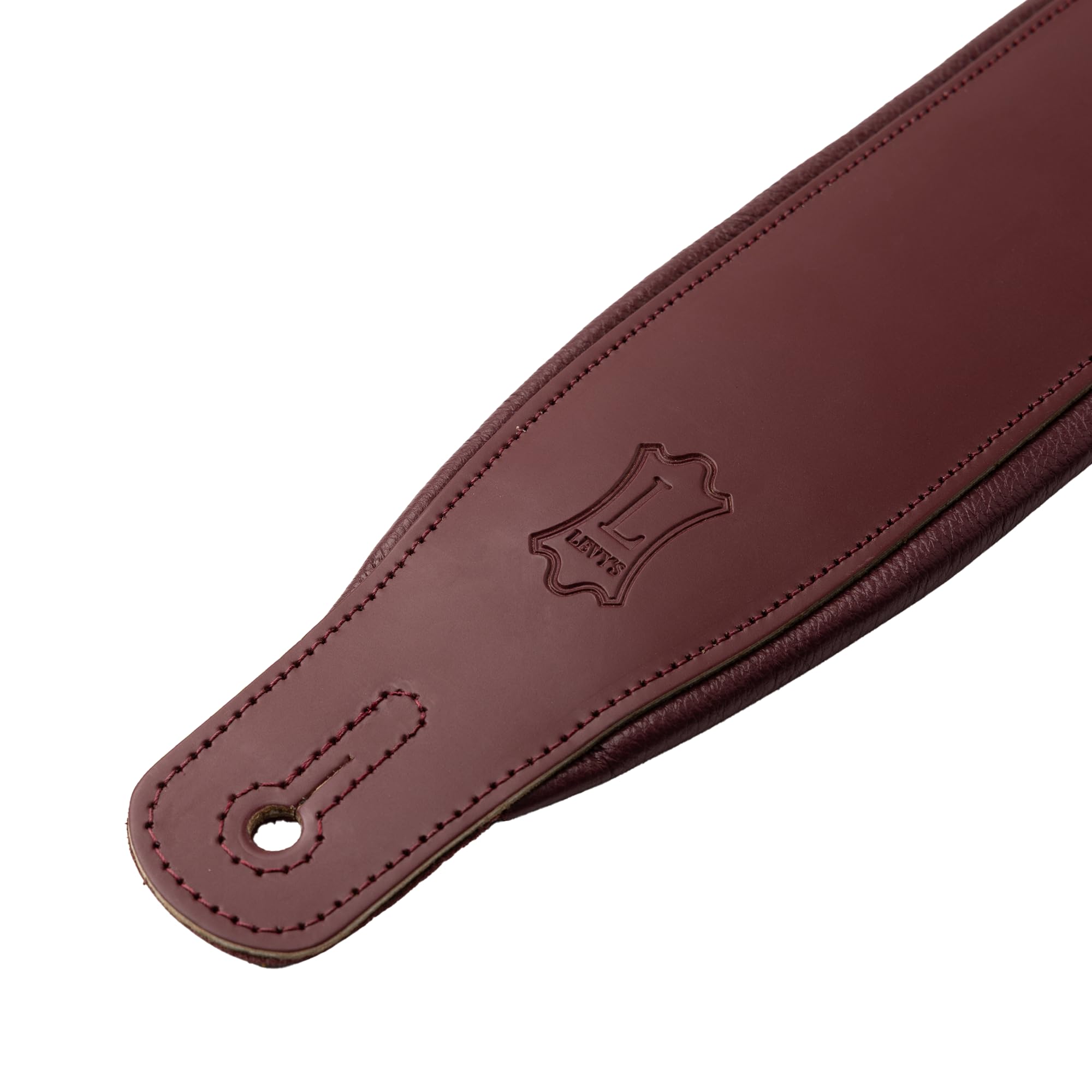 Levy's Leathers - Correa de guitarra de piel amplificada de 7,6 cm de ancho con acolchado de espuma, borgoña (M26PD-BRG-BRG)