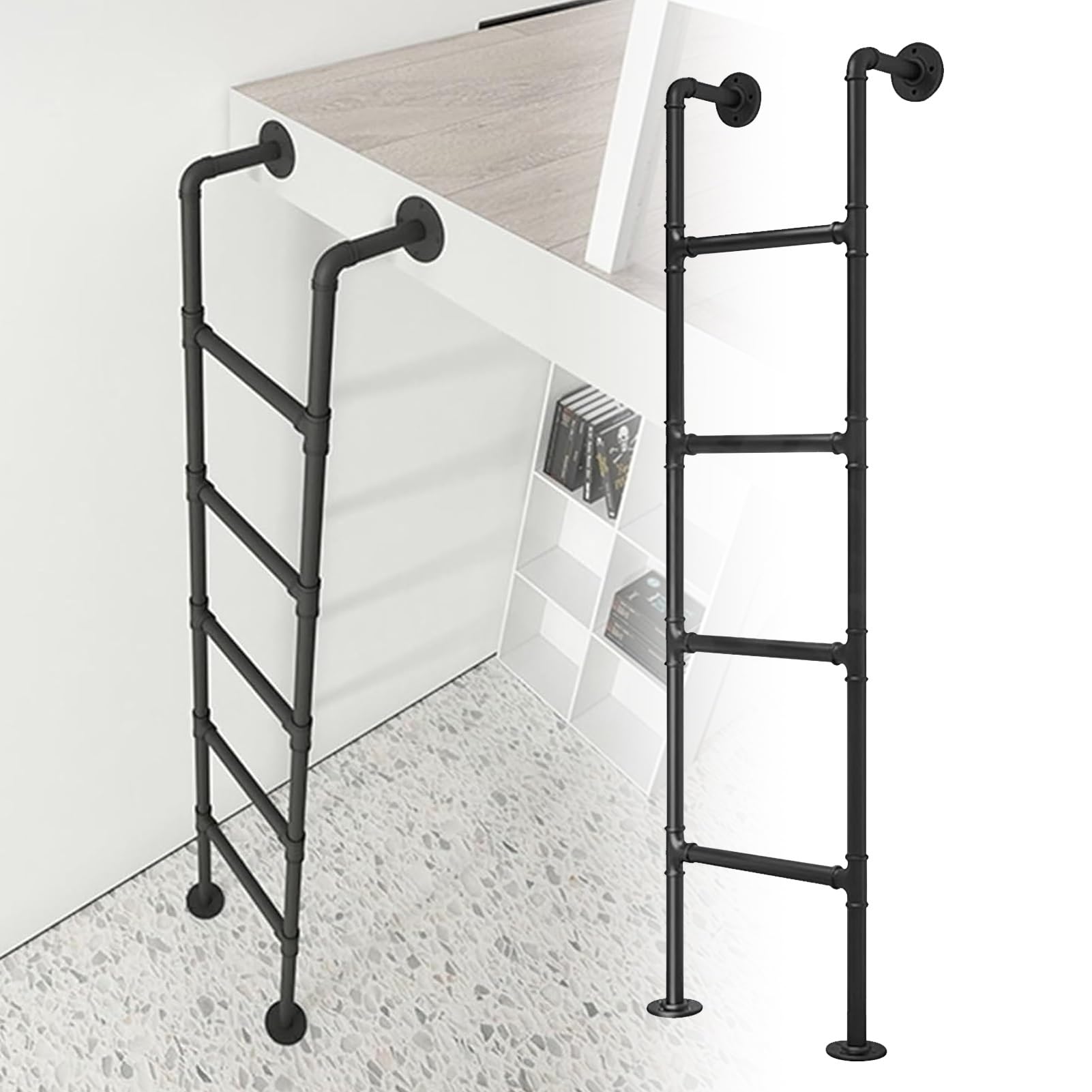 Scala di Emergenza in Ferro Resistente per finestre, soffitte, scantinati, scaletta in Metallo per Letti a Castello, Camper, 3,3 9,8 Piedi (143 cm/56 Pollici)