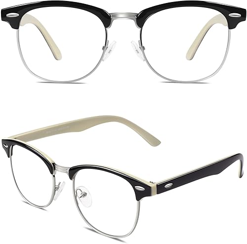 Happy Store CN56 Gafas de estilo nerd wayfarer de inspiración vintage marco de carey lentes transparentes UV400