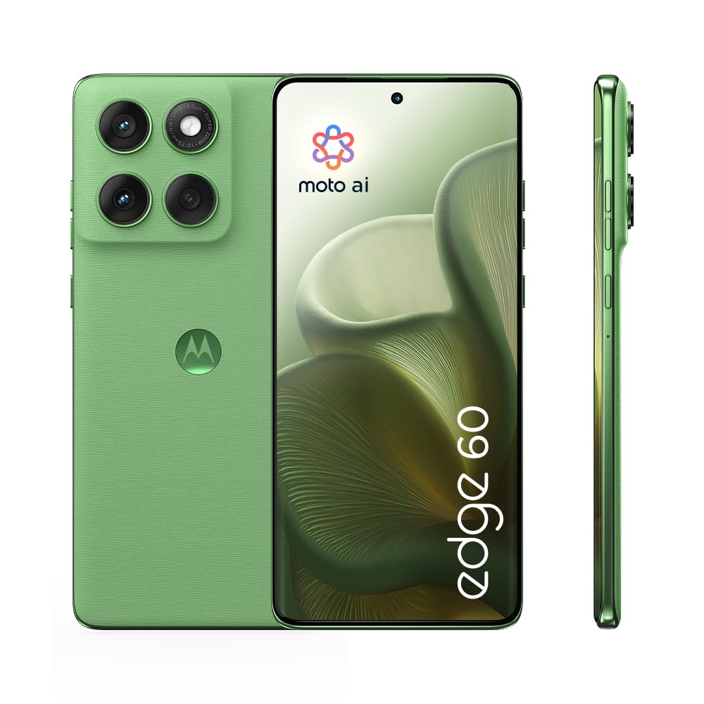 Motorola edge 60 con Moto AI 8/256GB, Fotocamera 50+50+10MP, selfie 50MP, Display 6.67" pOLED 120Hz, MediaTek Dimensity 24M, batteria 5200mAh, ricarica 68W, Android 15, PANTONE Shamrock