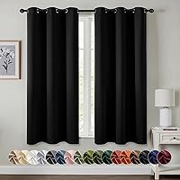MIULEE Black Blackout Curtains 2 Panels 40x63 Inches - Thermal Insulated Light Blocking Noise Reducing Grommet Top Drapes for Bedroom Living Room