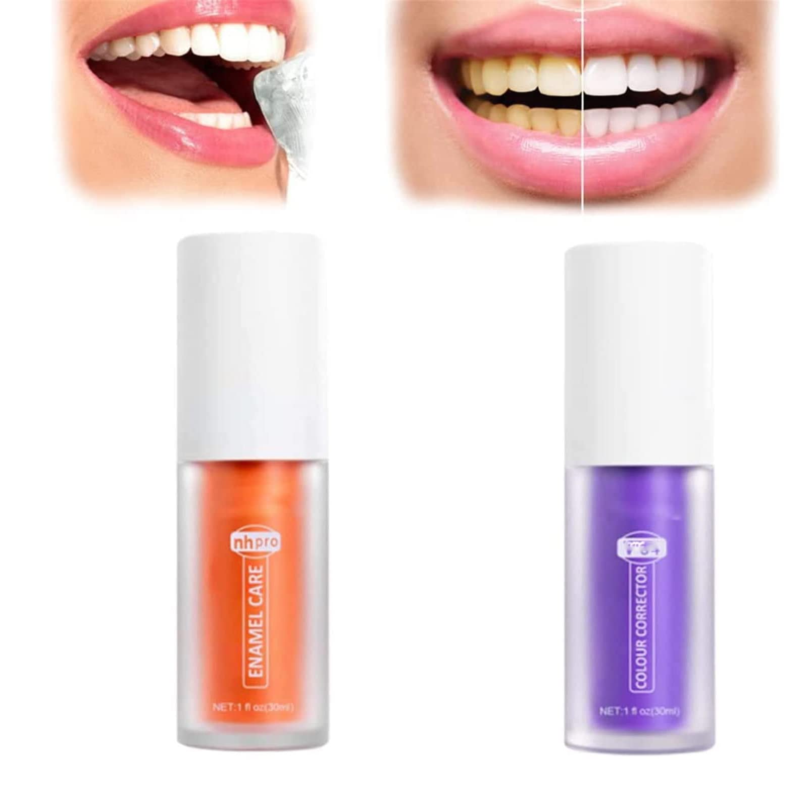 Teeth Whitening Sensitive Teeth Toothpaste,Teeth Cleansing Toothpaste Tooth Whitening Enamel Care Toothpaste Stains (Orange+Purple)