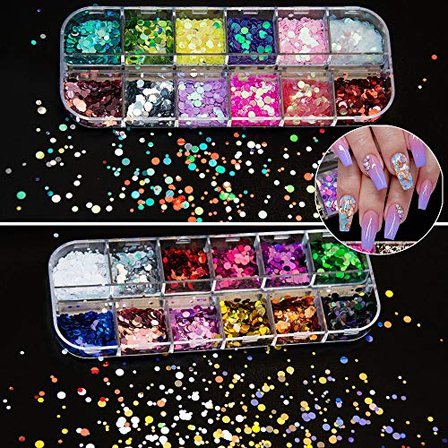 EBANKU 7 Boxen Nagel Pailletten Glitter Runde, ultradünne bunte Festival Gesicht Körper Haar Nail Art Glitter Aufkleber… – Bild 7