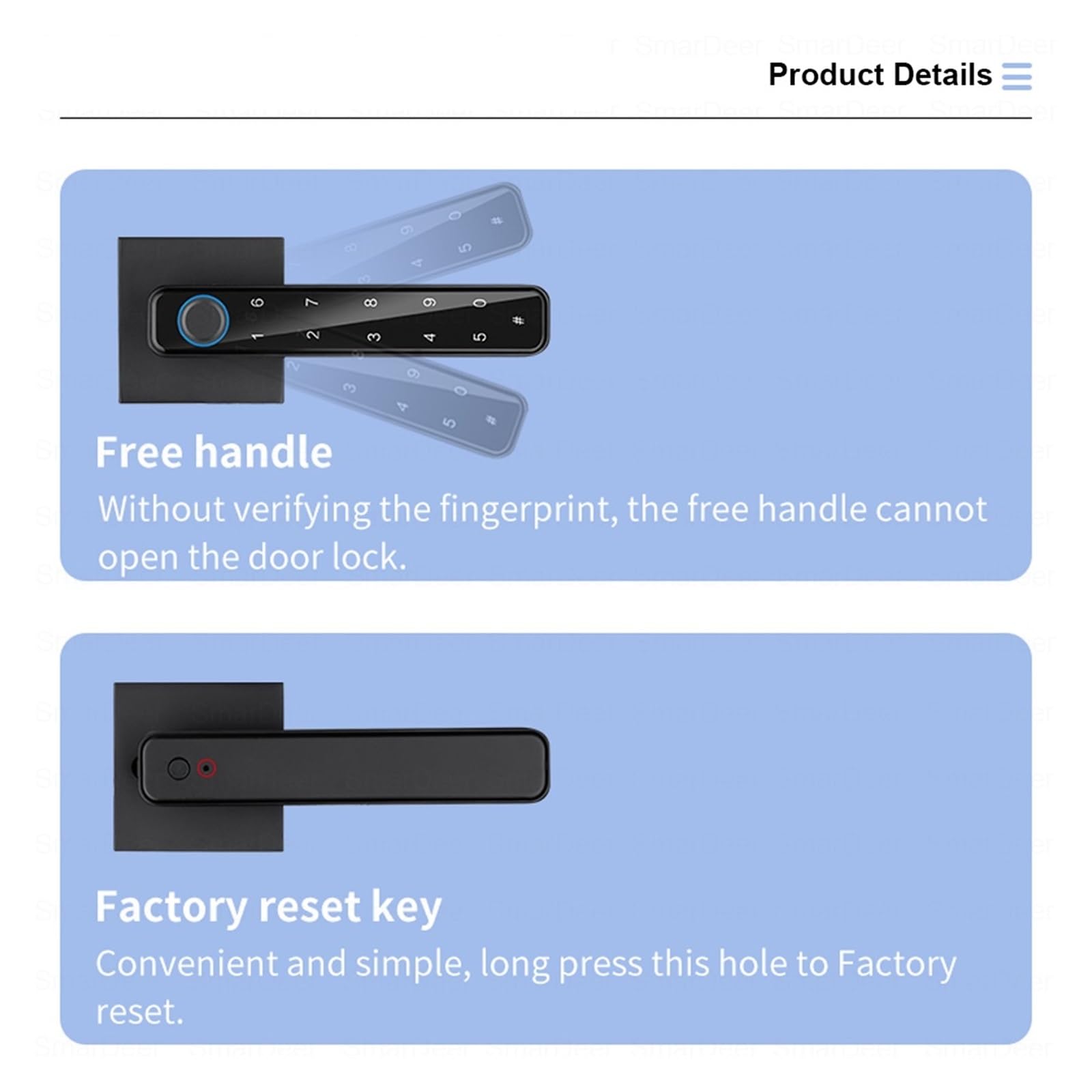 Serratura elettronica SmarDeer per SmartLife Smart Lock con sblocco Bluetooth di telefoni cellulari, impronta digitale e codice senza chiave (Colore : Sliver) wisdom