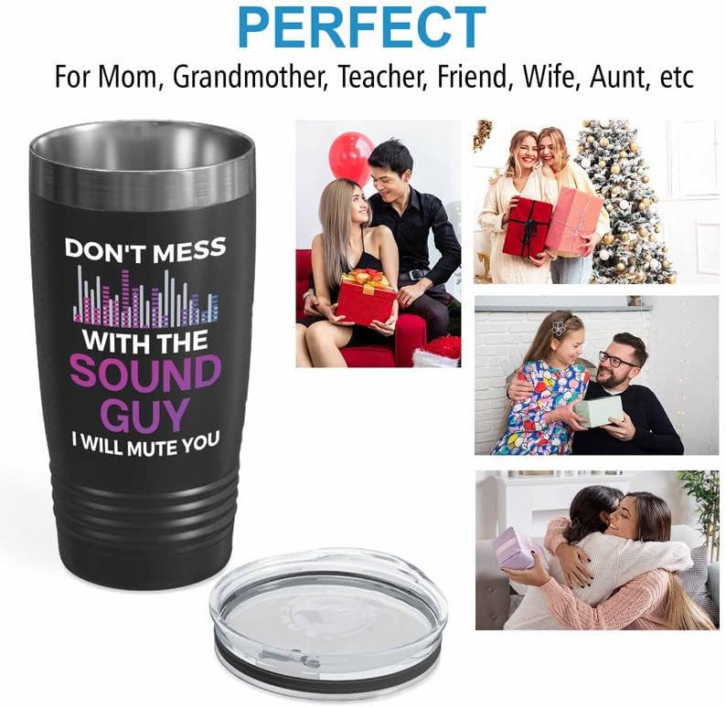 Audio Engineer Black Edition Ringneck Tumbler 20oz - I Will Mute You - Audio Engineer Gifts Sound Guy Gifts Sound Engineer Gift Radio Mixer Stereo Music Studio