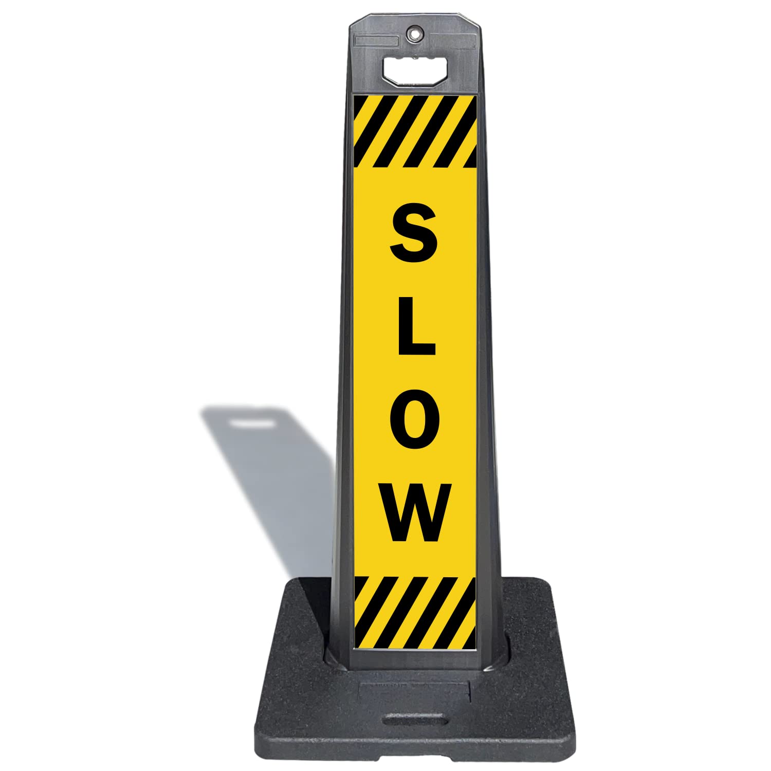 SmartSign SLOW LotBoss Vertical Panel Sign Kit with Rubber Base, Double-Sided, 7.875" x 35.5" 3M Engineer Grade Reflective Parking Lot Sign, Plastic