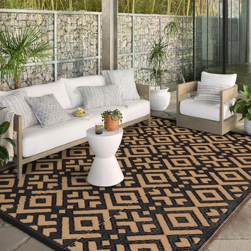 Wonnitar Outdoor Rug 8x10 Patio Waterproof, Reversible Outdoor Plastic