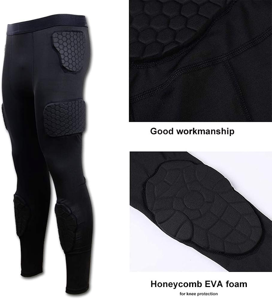 Men’s Padded Compression Pants Athletic Leggings Protective Tight with 7 Pad Football Grigle Hip Thigh Knee Protector : Sports & Outdoors