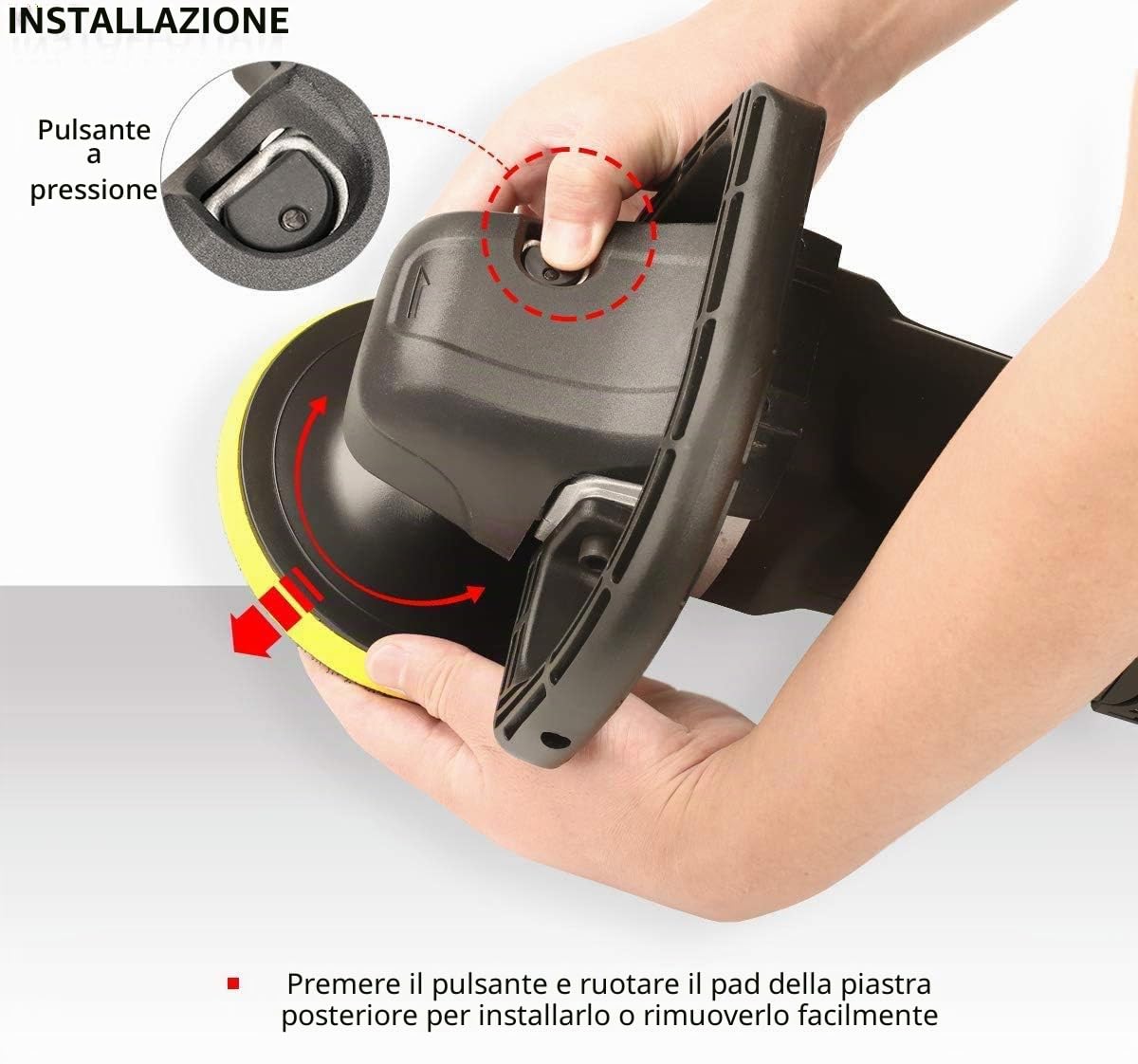 SPTA Lucidatrice Auto, 1200W Professionale Lucidatrice per Auto, Lucidatore, 125mm/150mm/180mm Tamponi per lucidatura kit lucidatura auto , Impugnatura a D Rimovibile