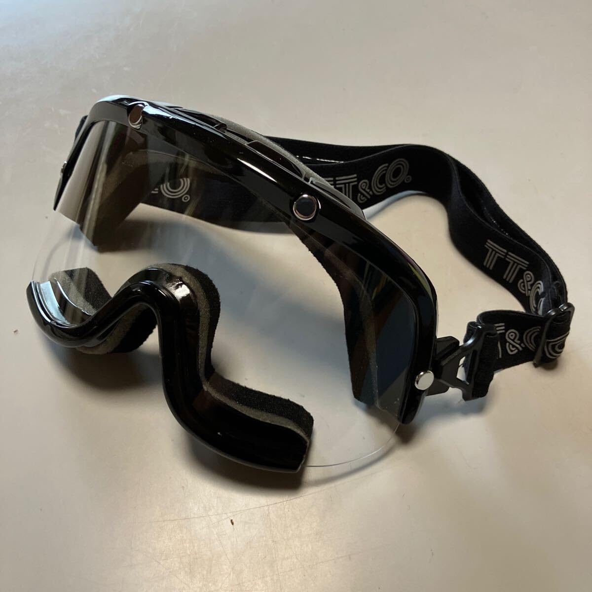 TT&CO GOGGLES ブラック ゴーグル クリアレンズ付き クリアミラー