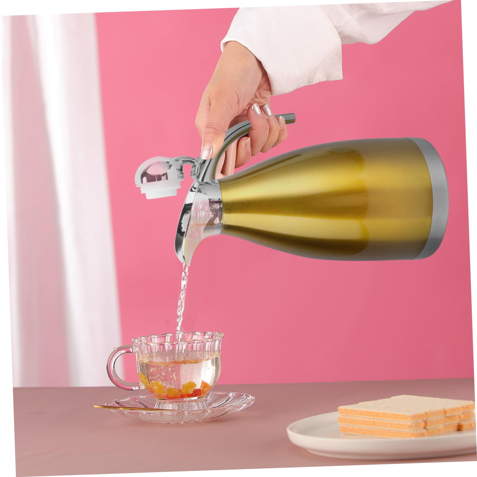 Goldene Thermosflasche 2000ml aus Edelstahl, Doppelwandig Vakuumisoliert