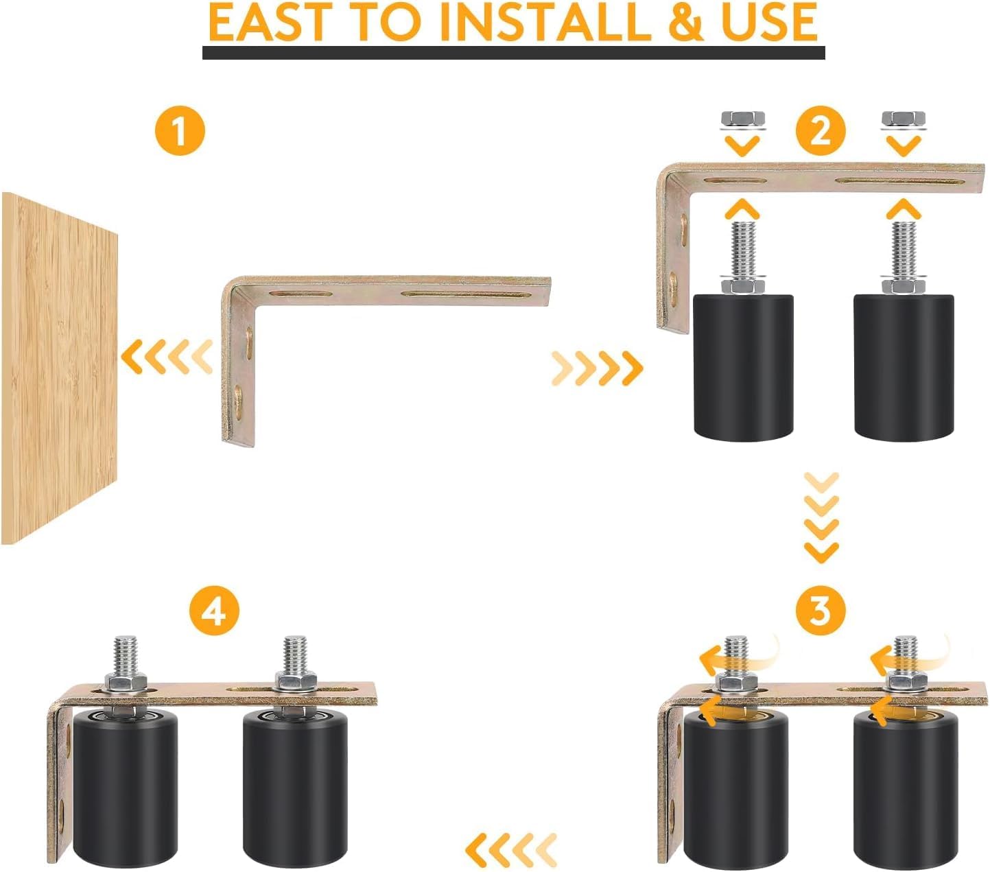 2 Pack Gate Roller Guide,Sliding Gate Hardware with L-Sliding Gate Brackets,Sliding Gate Kit,2-3/4" Universal Adjustable Heavy Duty Sliding Gate Rollers,Rolling Gate Hardware Kit