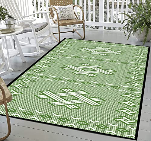 Tappeto Da Esterno Con Strisce Luminose A LED Per Decorazione Patio, 2,7 X 3,7 M, Impermeabile, Grande Tappeto Di Paglia Di Plastica, Per Interni Ed Esterni, Reversibile, Per Patio, Camper, Campeggio - Foto 7