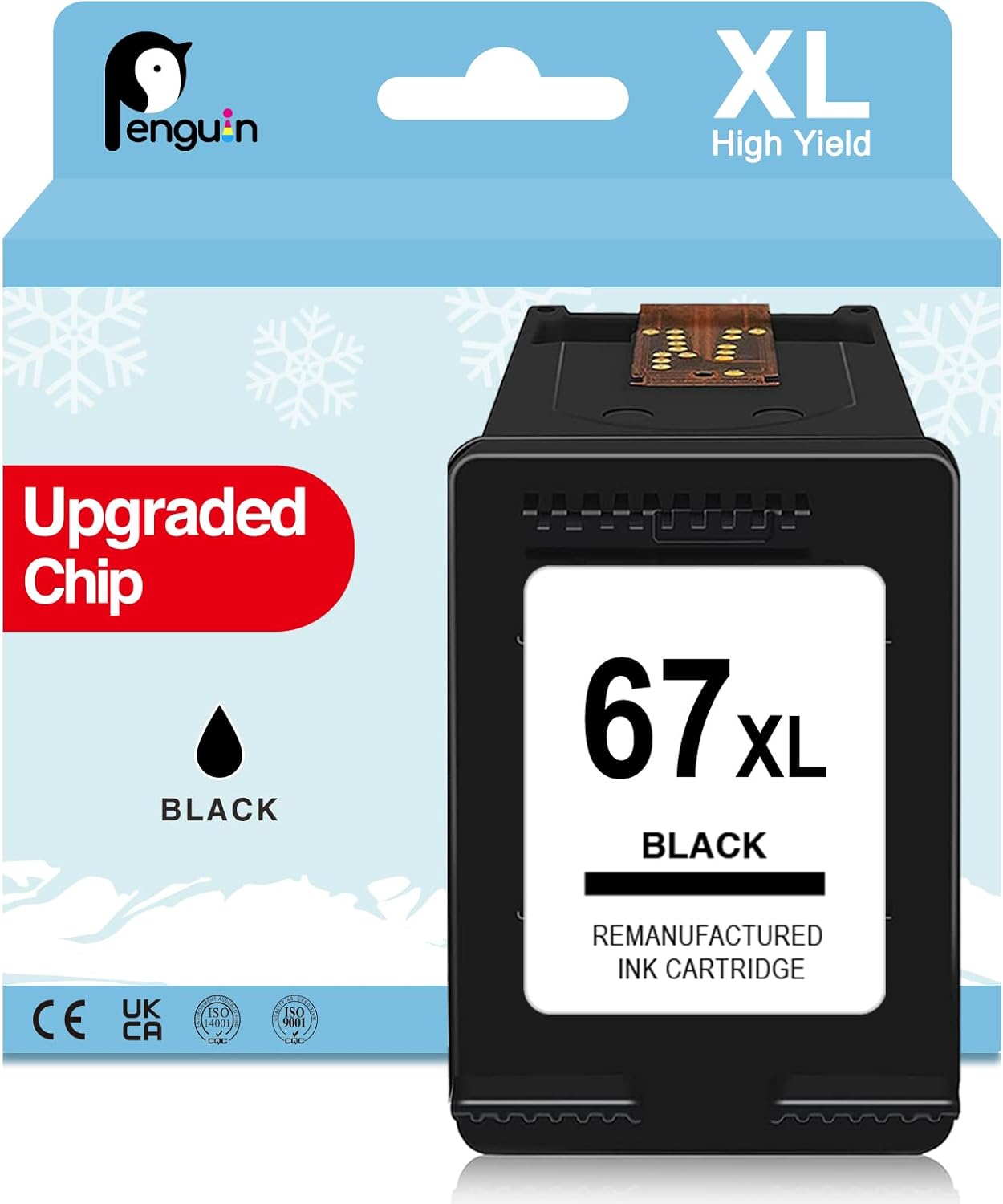 Penguin 67XL Black Ink Cartridge for HP Printer Ink 67 HP67XL for HP 4258e Ink Deskjet 4227e 2720e 2723e 2734e 2700 4155e 4100 4100e 4120e 4130e 2800e 2855e 2827e Printers (1 Black) - Amazon product rated Grade B