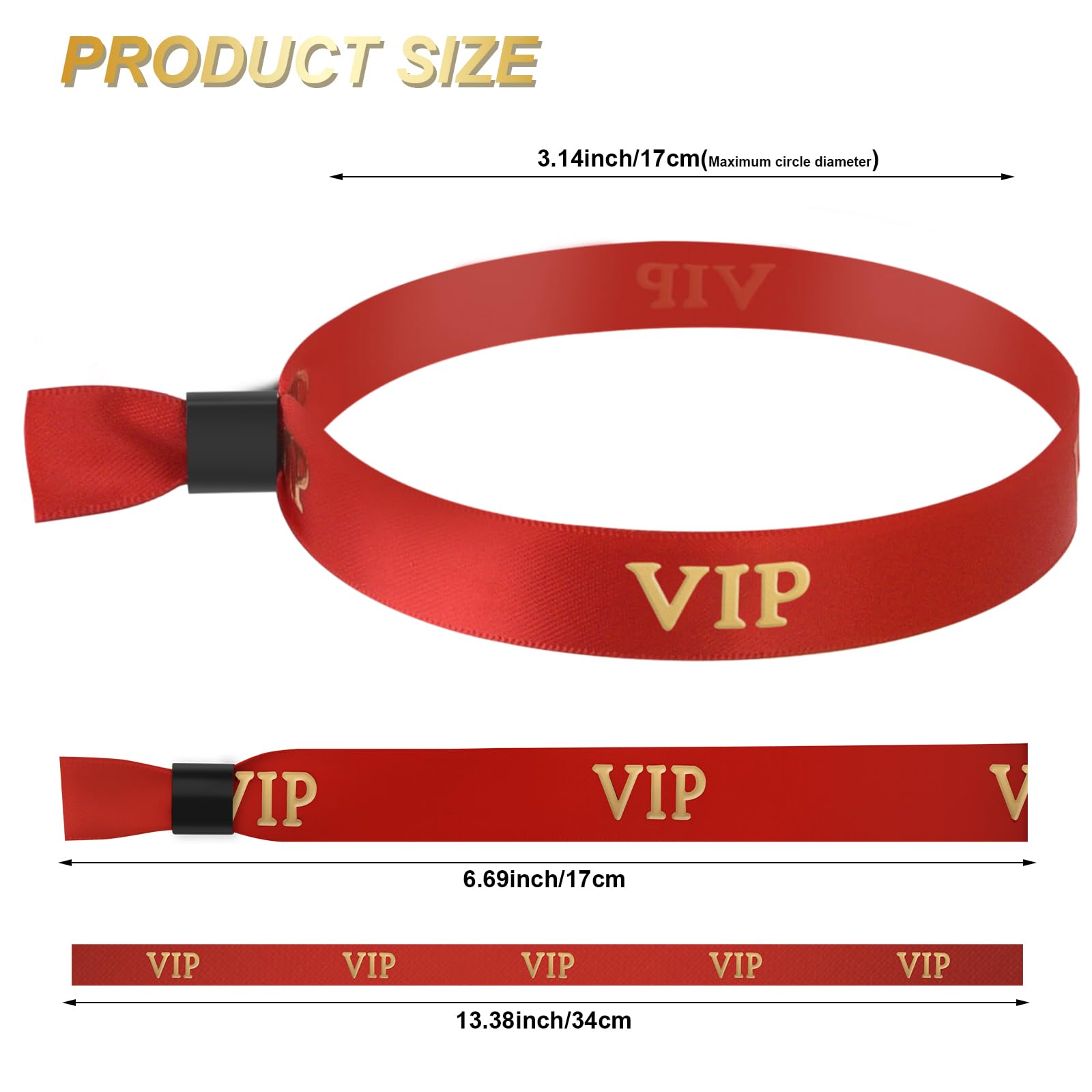 100 sztuk opasek na nadgarstek VIP z tkaniny, brązujący VIP, kolorowe opaski bez logo, odpowiednie do lekkiego paska na nadgarstek koncertowy do aktywności, imprez (czerwona)