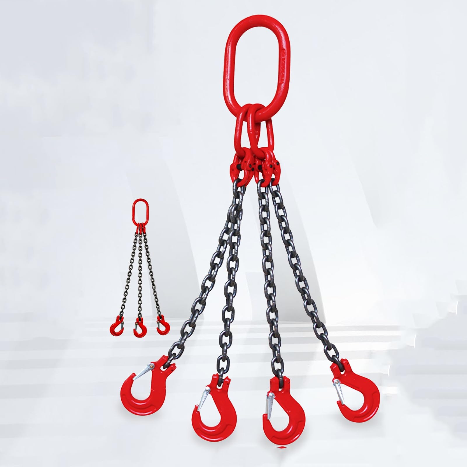 Ostacolo auto Imbracatura A Catena A 4 Bracci Con Ganci Di Sollevamento G80, Catene Di Sollevamento Da 8 Mm X 1 M, Imbracatura Con Tenditori, Grado 80 Per Gru, Portata 4 Tonnellate / 8800 Libbre