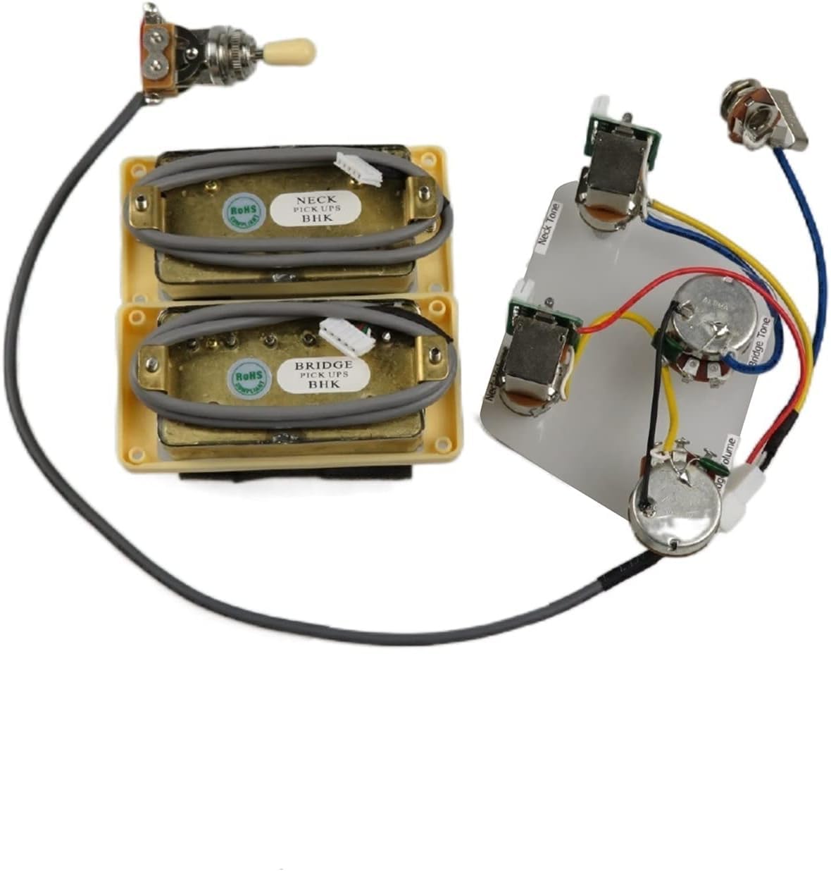 Set di pickup Humbucker per chitarra elettrica e ponte, con cablaggio 4C, interruttore push-pull per chitarra elettrica Gibson Epiphone, parti di ricambio (telaio giallo oro)