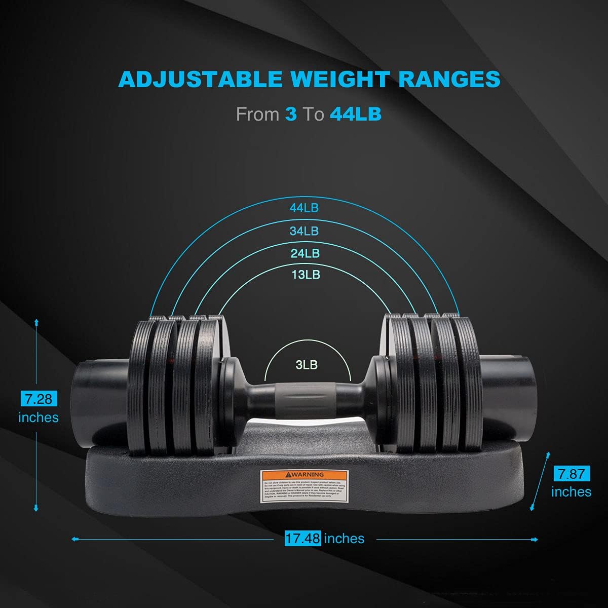 ALTLER Adjustable Dumbbell, 44lb Dumbbell Set with Tray for Fitness, Fast Adjust Weight by Turning Anti-Slip Handle, Training Safety with 8 Lock Slots, Suitable for Men and Women : Sports & Outdoors