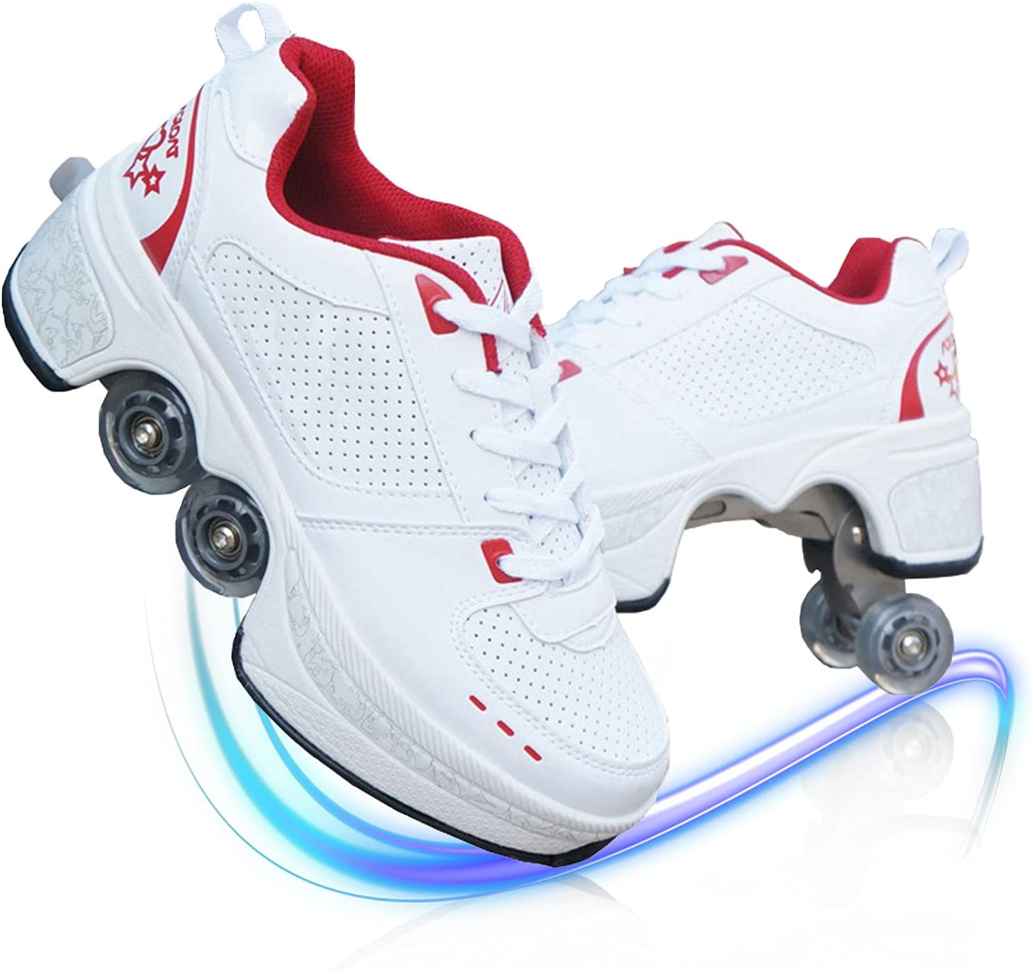Roller Skates Shoes and Sneakers 2 in 1,Double -Row Wheel Skate, Deformed Roller Skates, for Youth Boys and Girls, Men and Women