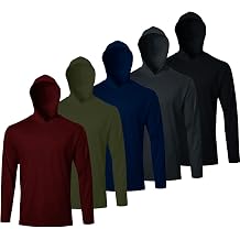 LeeHanTon Mens Long Sleeve Shirt Lightweight Sun Protection Fishing Shirts Athletic Hoodie Shirts 5 Pack