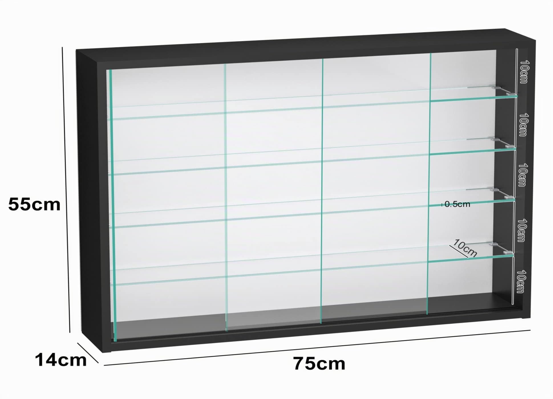 VDD Vitrina de pie colgante – puertas correderas – 75 x 55 x 14 cm
