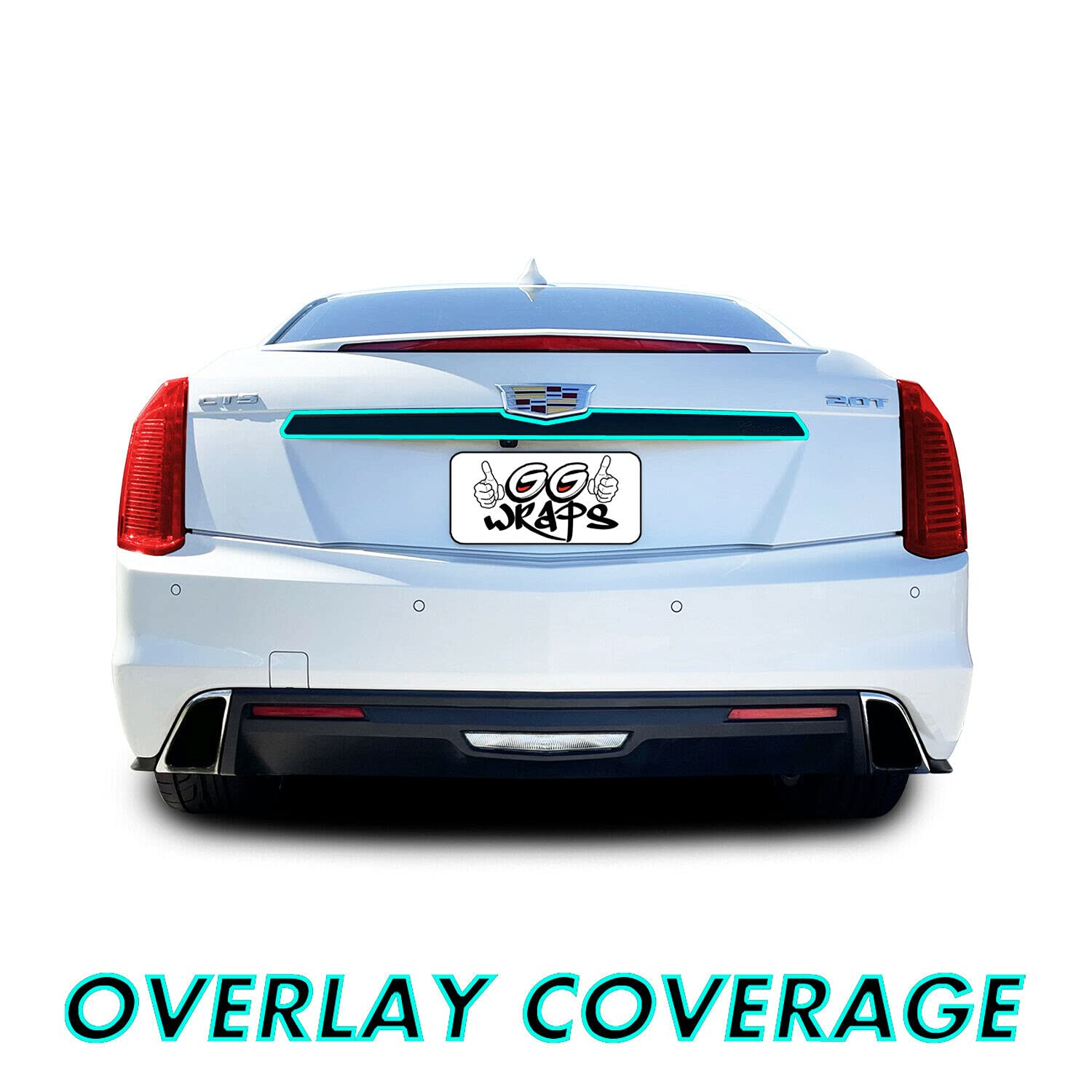 SlickMod Chrome Delete Blackout Vinyl Overlay for 2015-2019 Cadillac CTS Sedan Rear Trunk Trim (Gloss Black)