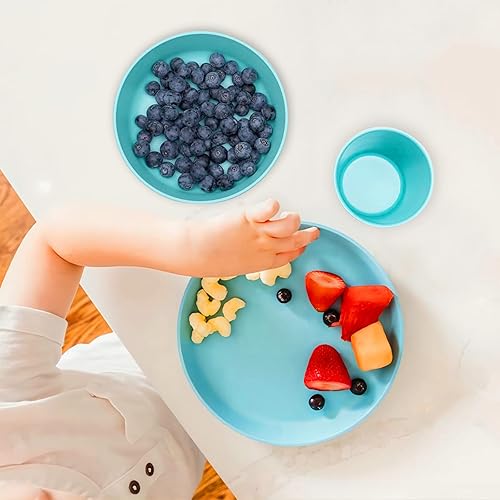 Miniatura 5 de Juego de platos para niños, cuencos y tazas de paja de trigo, juego de cuencos pequeños irrompibles aptos para microondas y lavavajillas, juegos de