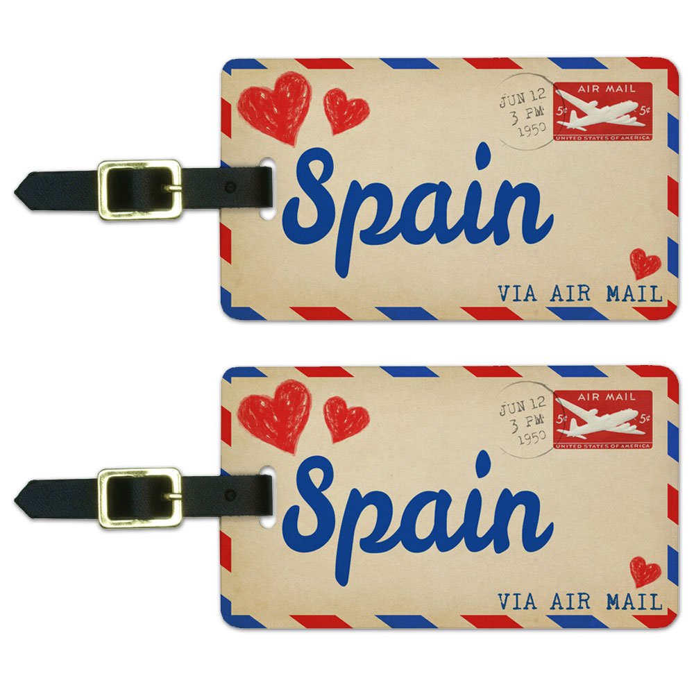 Graphics & More Air Mail Postcard Love for Spain Luggage Suitcase Carry-on Id Tags, White
