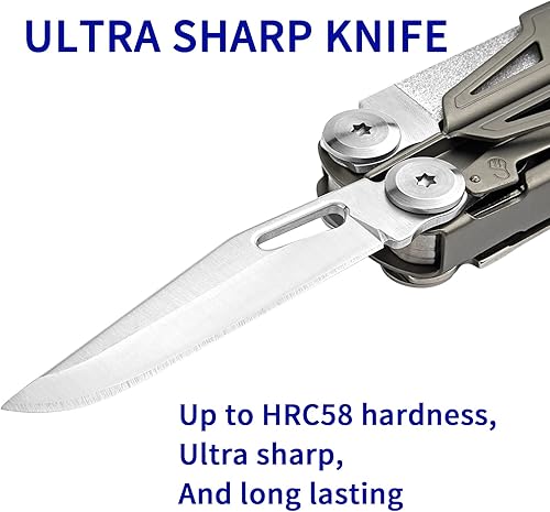 Miniatura 2 de Multiherramienta, alicates multiherramienta 19 en 1 con mango chapado en titanio, bloqueo de seguridad, herramienta EDC ligera y funda de nailon