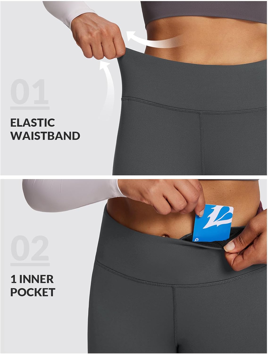 baleaf Winter Clothing Women Leggings Fleece Lined Tights Thermal Warm Thick Cold Weather Gear 1 Pockets Dark Gray XS - Image 5