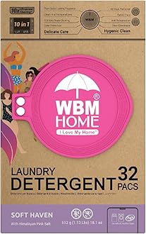 WBM Laundry Pods, 32 Count | Specially Designed for Undergarments With Soft Heaven Fragrance | Laundry Detergent Pods Formulated With Plant-Based Formula and Gentle Stain Remover
