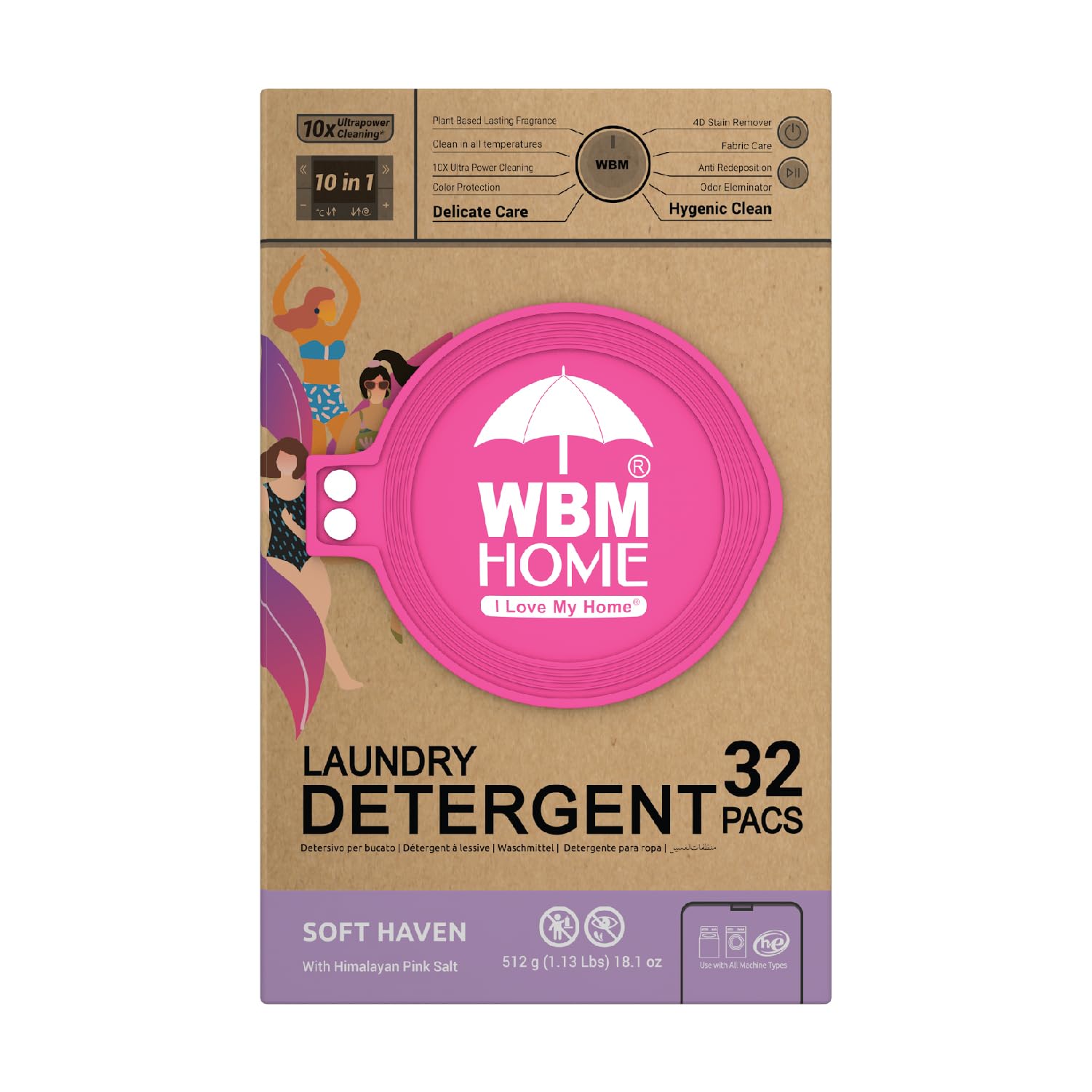WBM Laundry Pods, 32 Count | Specially Designed for Undergarments With Soft Heaven Fragrance | Laundry Detergent Pods Formulated With Plant-Based Formula and Gentle Stain Remover