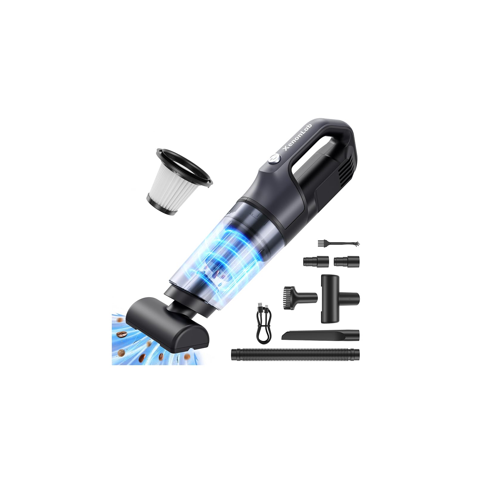 Photo 1 of XenonLab Handheld Vacuum Cordless 1.1 Pounds Car Vac 10000PA Hand Held Vacuums 4-in-1 Hand Vac Cordless Rechargeable HEPA Filter Large Capacity Dust Cup for Car Office Home Pets Hair (Gray)