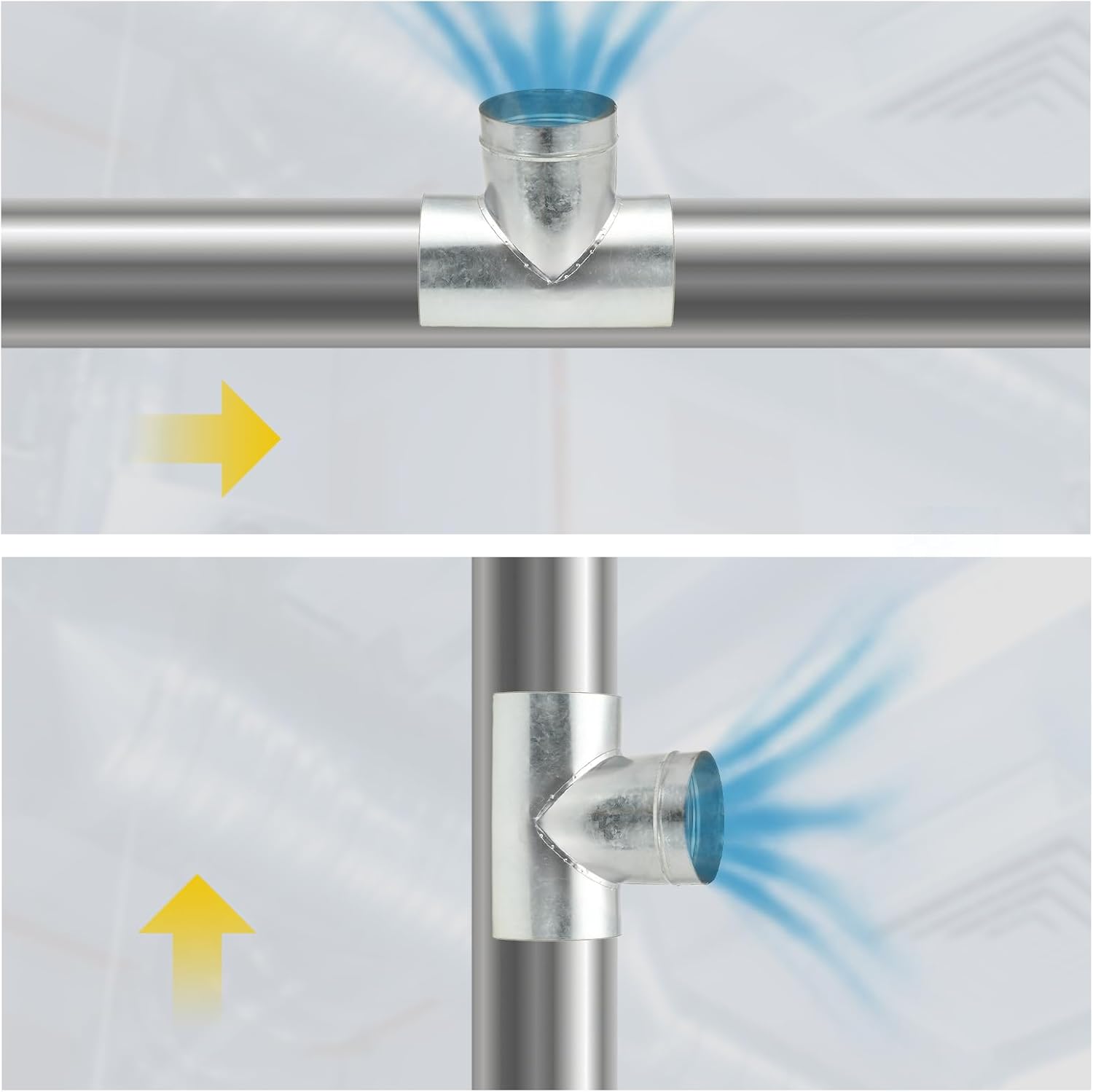 PATIKIL Duct Connector, Saddle Take Off 90 Degree 10" Duct to 6" Outlet Saddle Branch Extension Duct Splitter Round Duct Fittings for Exhaust Fan Dryer HVAC Vent System