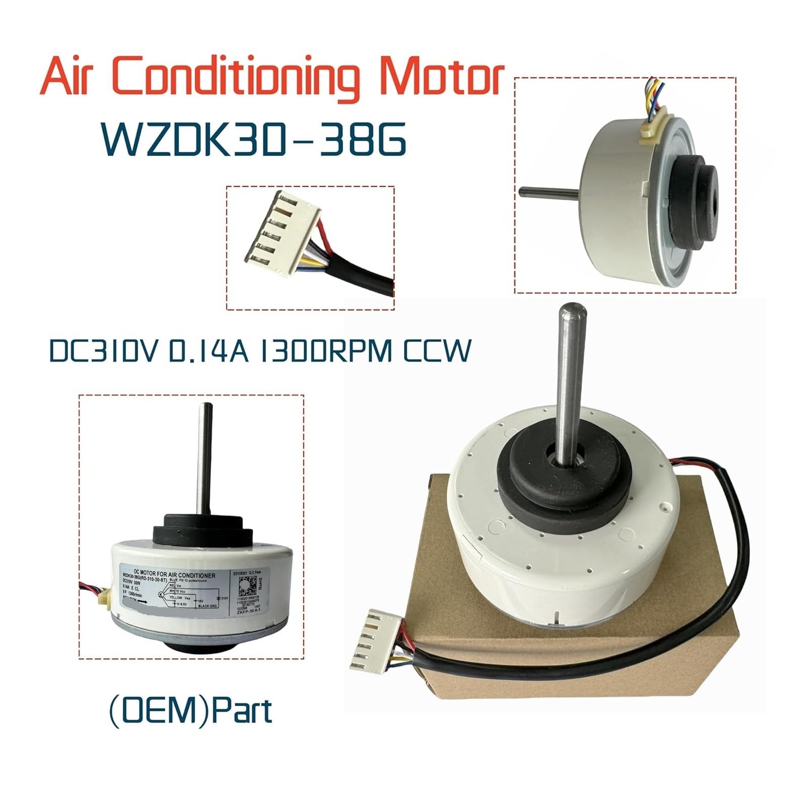 Klimaanlagenmotor WZDK30-38G RD-310-30-8T Bürstenloser DC-Lüftermotor, 30-W-Inverter-Klimaanlagenmotor DC-Lüftermotor