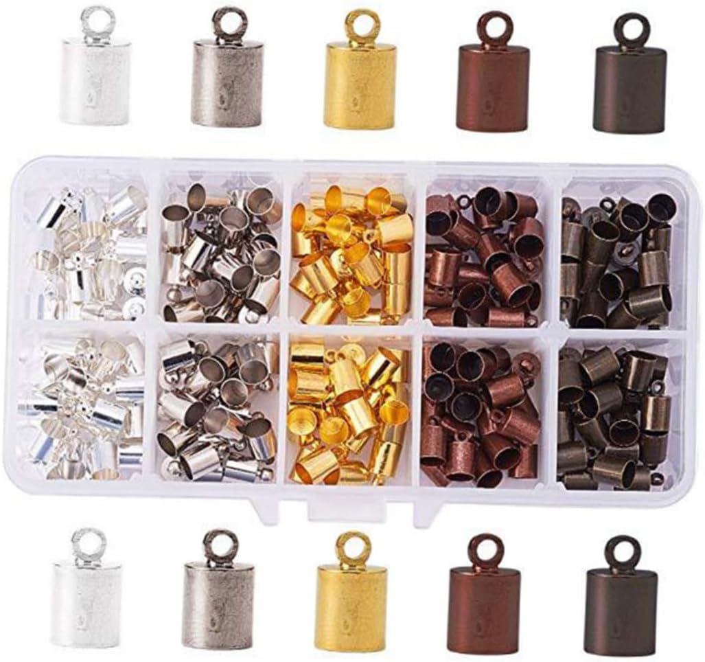 STOBOK 600pcs Brass Cord End Caps for Jewelry Making Pendant Accessories for Tassel Necklace Bracelet and Clothing Decor Craft Finding Kit