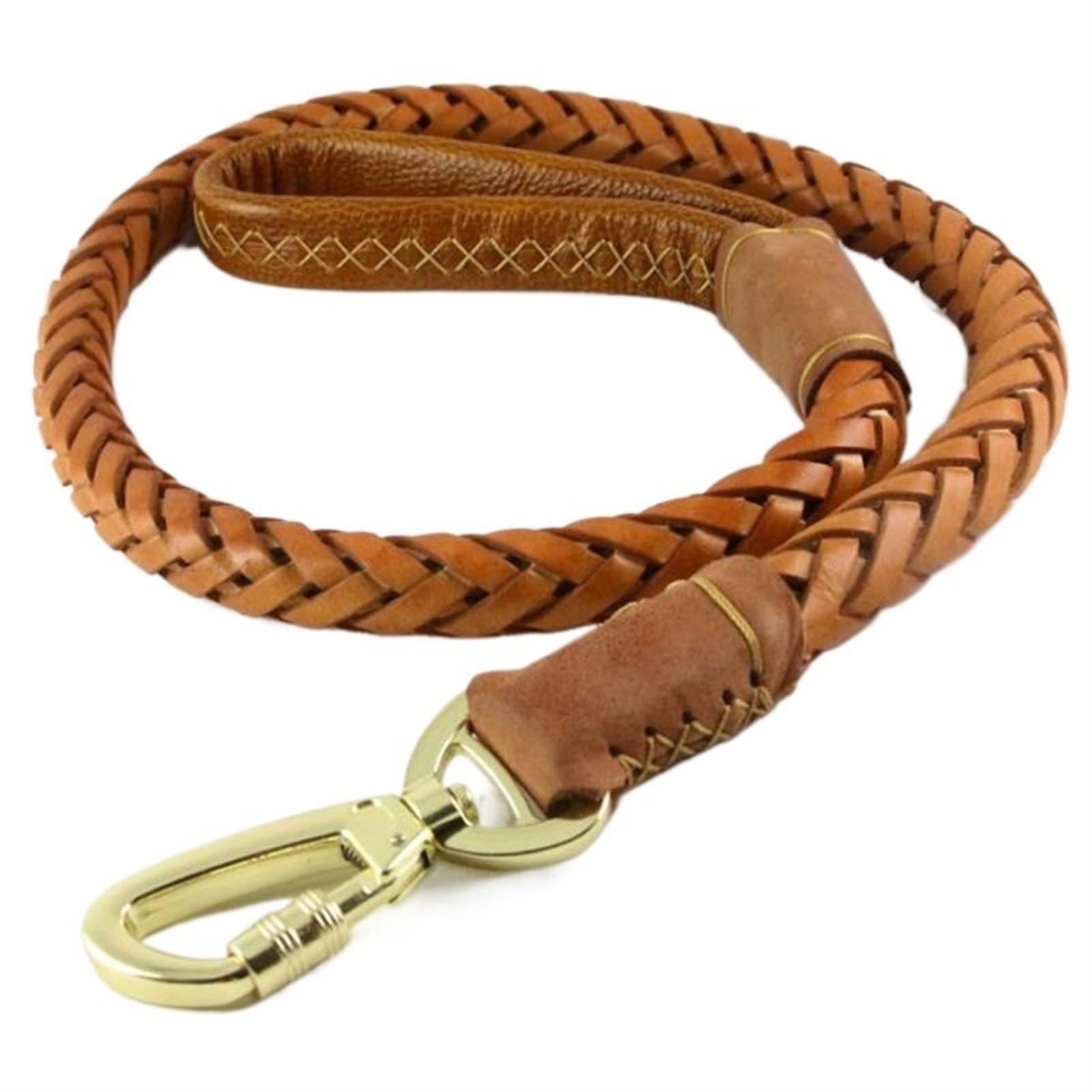 Correa De Cuero Genuino For Perros, Cadena Trenzada For Perros, Hecha A Mano, Gruesa, Extra Ancha, Cinturón De Entrenamiento For Mascotas For Husky Golden Retriever