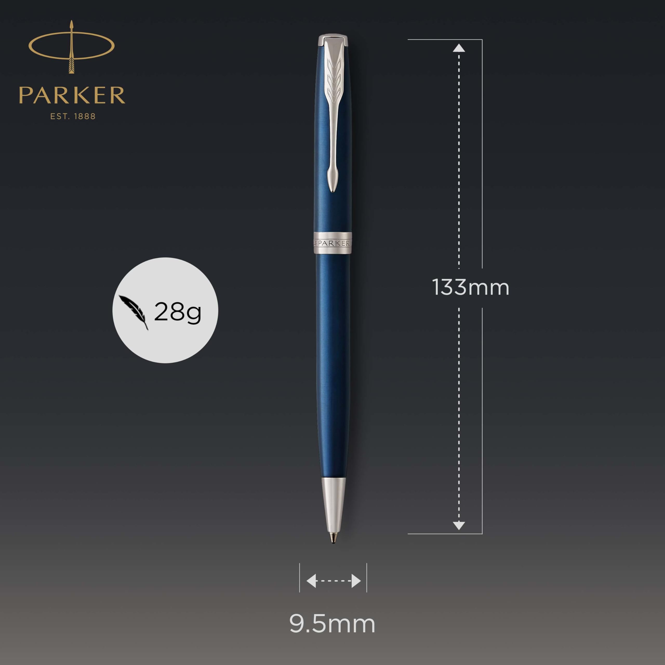 Parker Sonnet Ballpoint Pen, Palladium Trim, Medium Point Black Ink, Blue & Chrome (1931536)