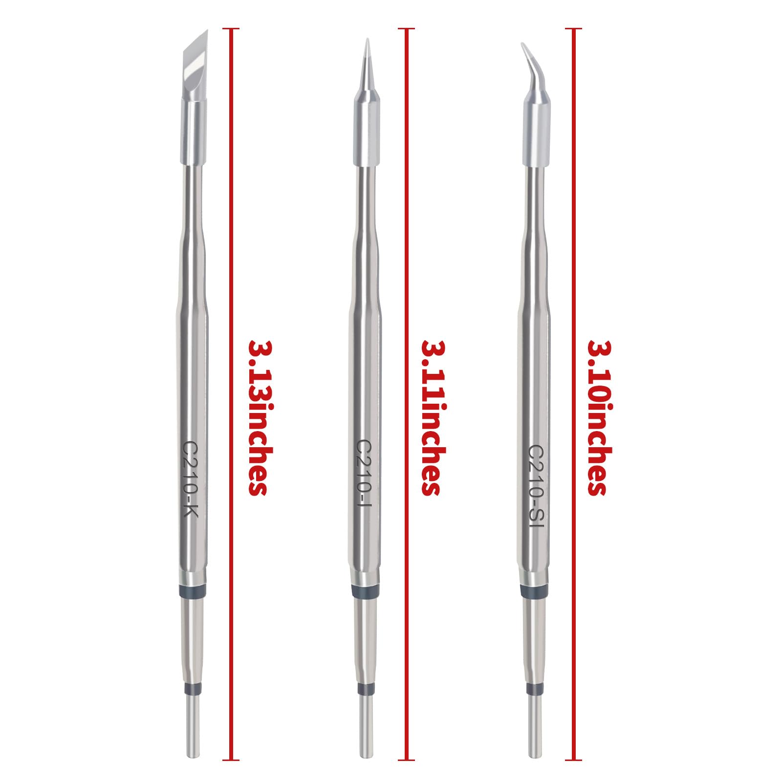 YIHUA Juego de 3 puntas de soldadura compatibles con C210 (tipo I, tipo SI y tipo K) solo para estación de soldadura YIHUA 982 verde/982D/982-III (pieza de mano 706A)
