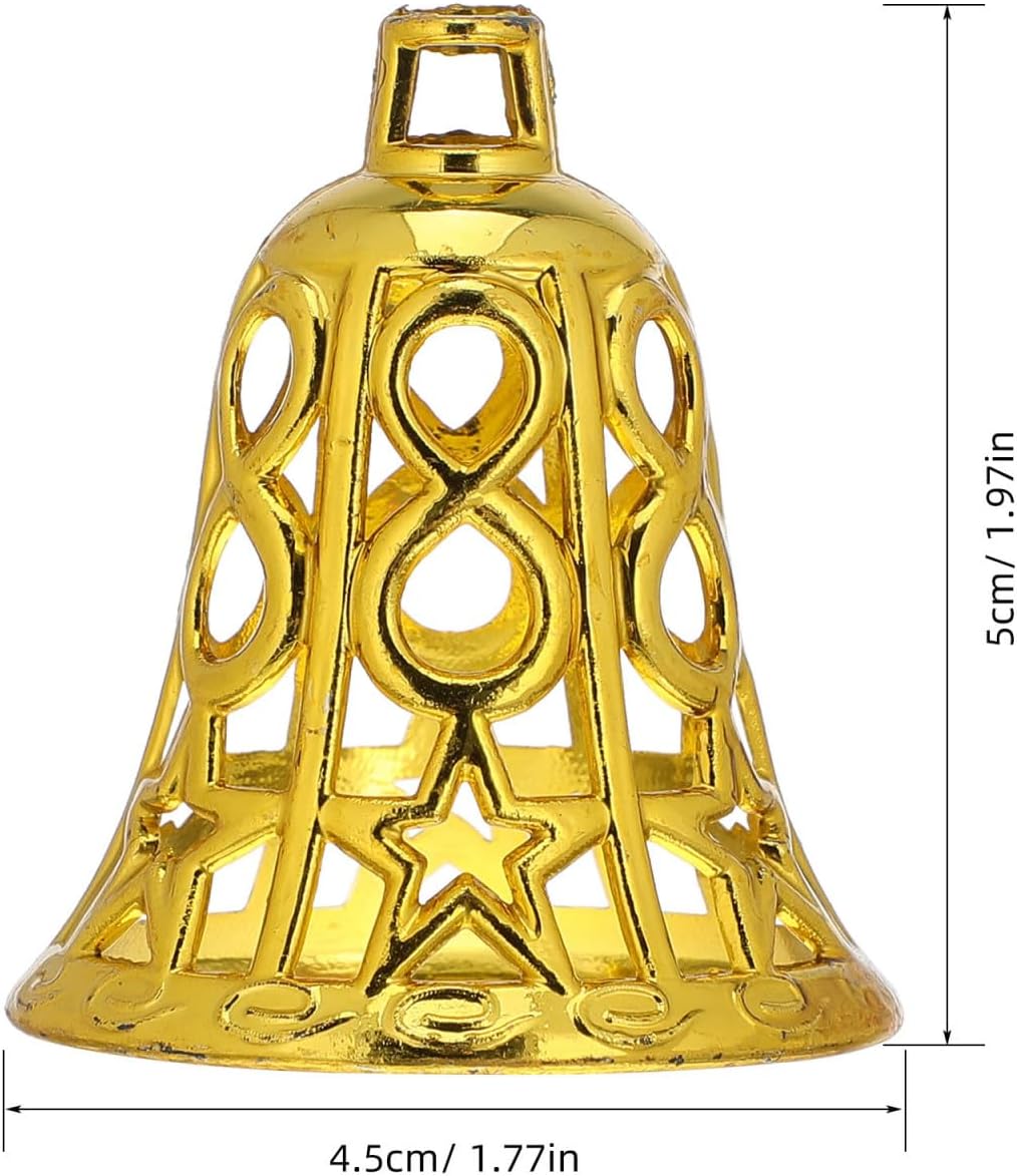 Christmas Gold Jingle Bells：12pcs Gold Plastic Bells for Xmas Hanging Decorations - Reusable Xmas Ornament Ringbell for Christmas Tree Pendant Holiday Decoration（2inch）