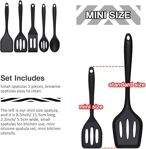Miniatura 6 de Espátulas pequeñas, 5 unidades, mini espátula de silicona fácil de limpiar, espátula flexible de brownie, espátulas para uso en cocina, mini