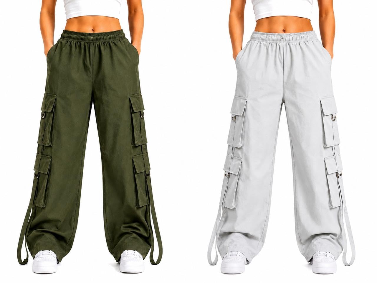 Women’s Baggy Cargo Pants – High Waisted Wide Leg Parachute Trousers with Multi Pockets, Relaxed Fit Streetwear Jogger Pants-image-10