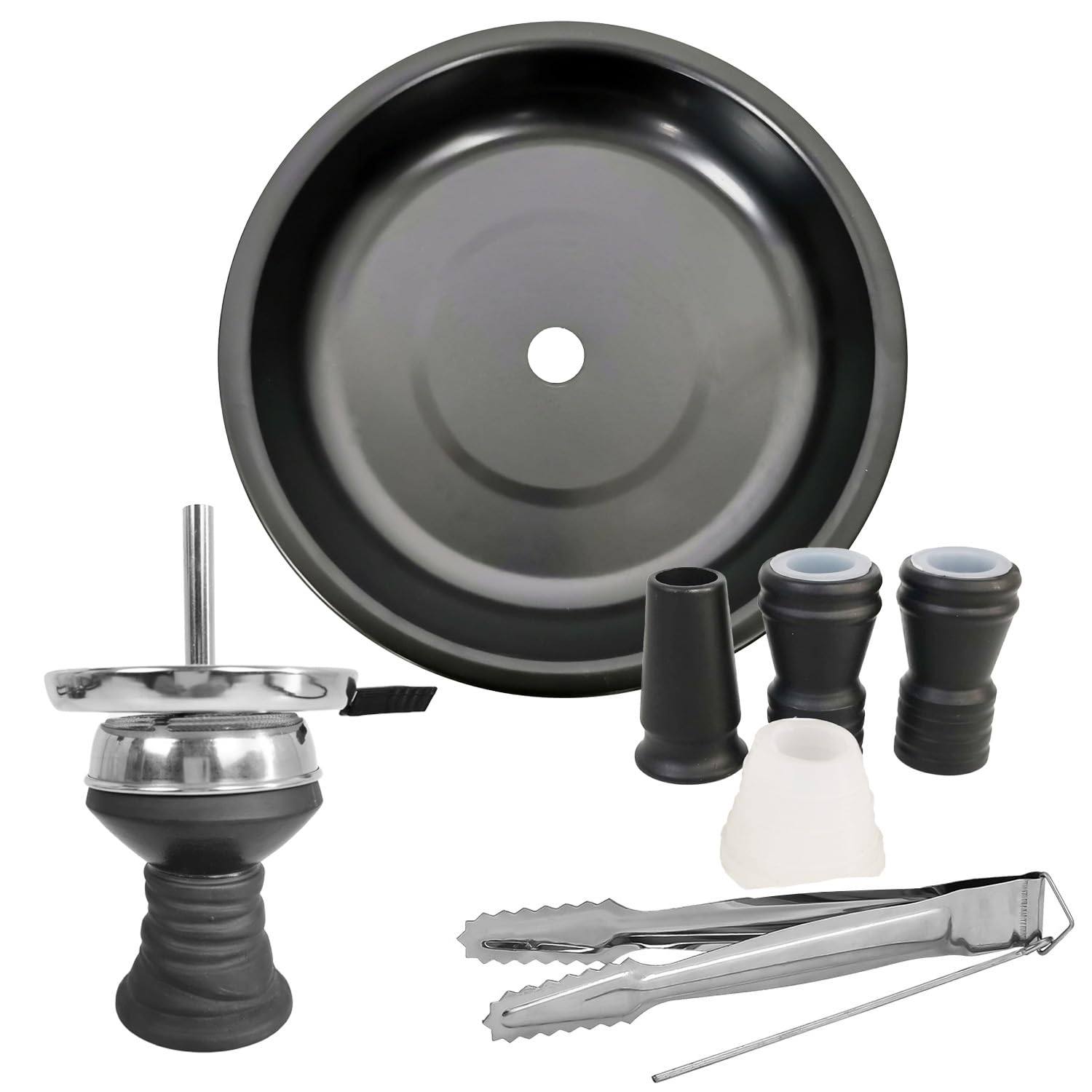 RMAN Cachimba Shisha Completa 55 cm Negro con 2 Mangueras | Incluye Boquillas, Cazoleta de Cristal, Pinzas de Carbón, Cachimba Grande