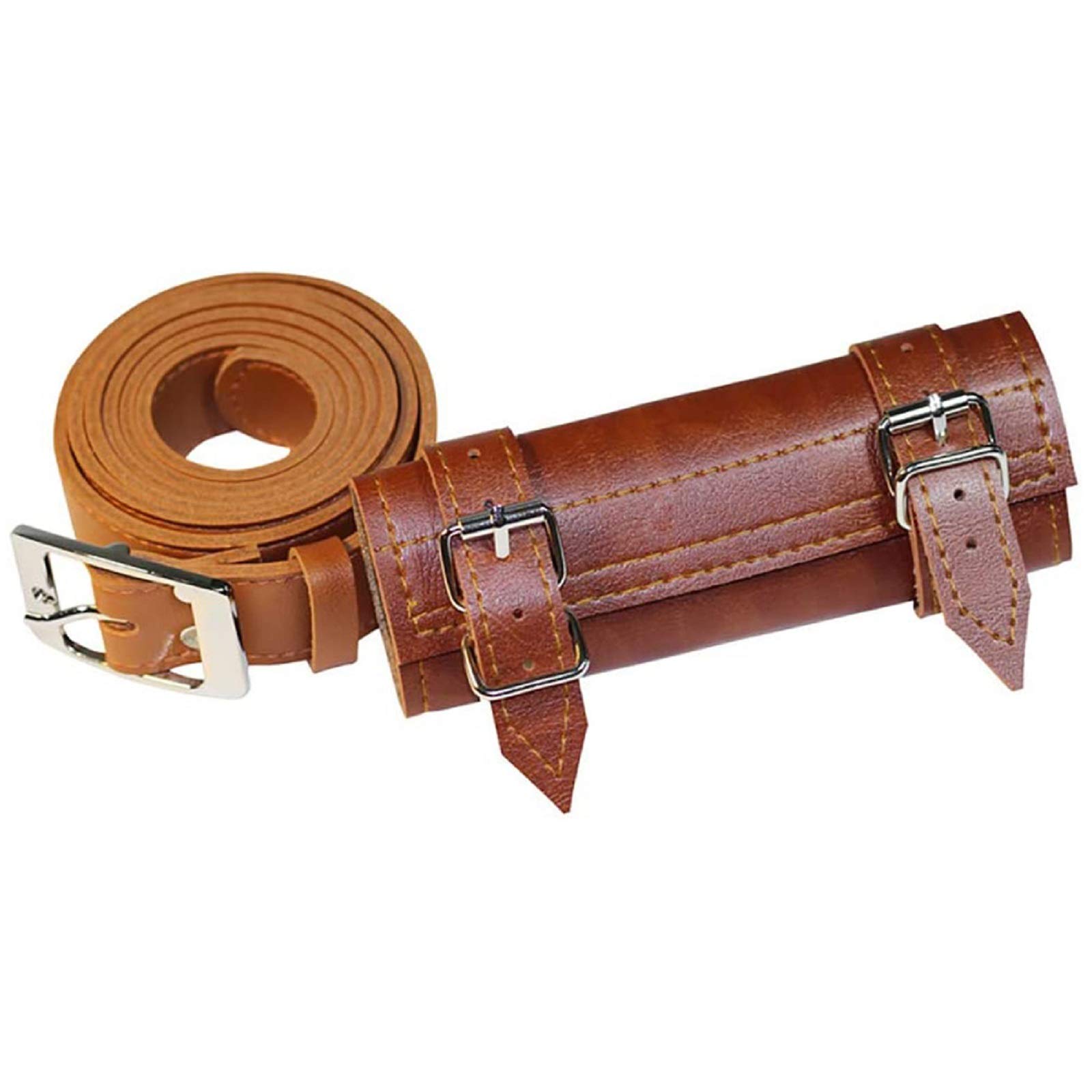 JIZHU Medieval Sword Bag Adjustable Leather Long Sword Holder Back Strap Waistband Rapier Frog for Cosplay Costume,Brown