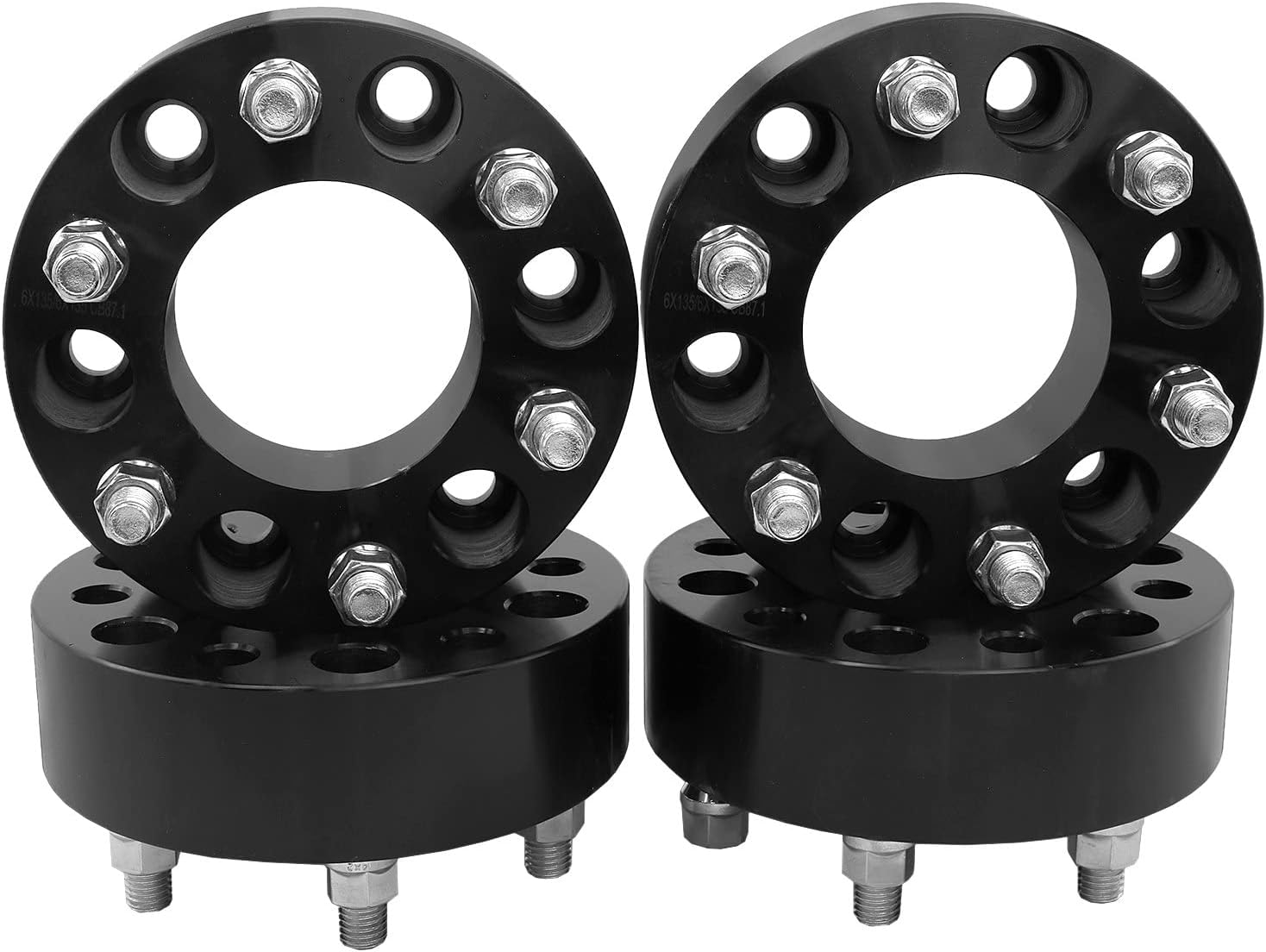 Smart Parts 4 Qty Black Wheel Spacers Adapters 2" fits All 6x135 Vehicle to 6x135 Wheel Patterns with 14x2 Threads