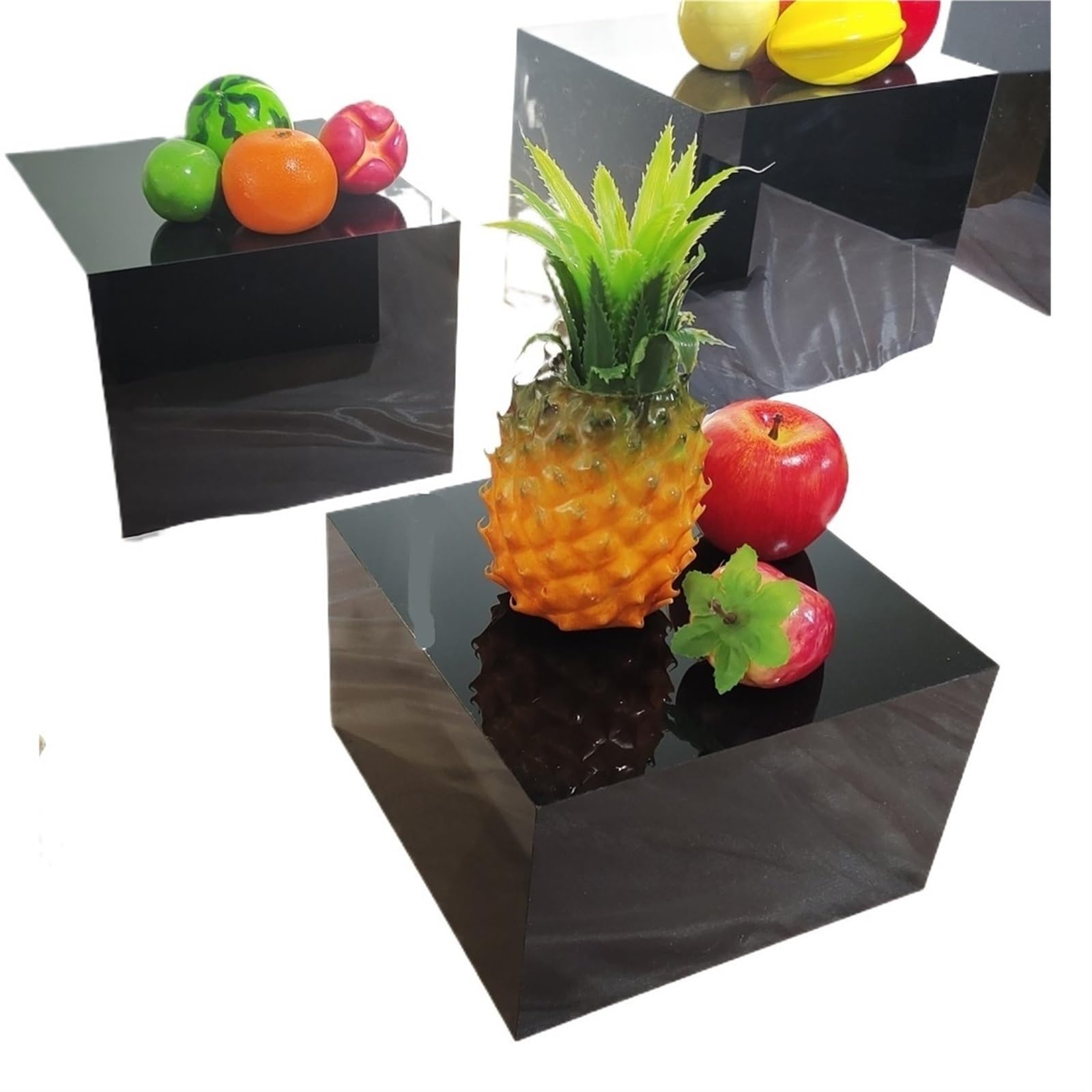 YDYAENIO buffet risers White Buffet Riser Cube Display Set of 8 Square Food Dessert Stand for Buffet Catering Jewelry Figures Display(Black)