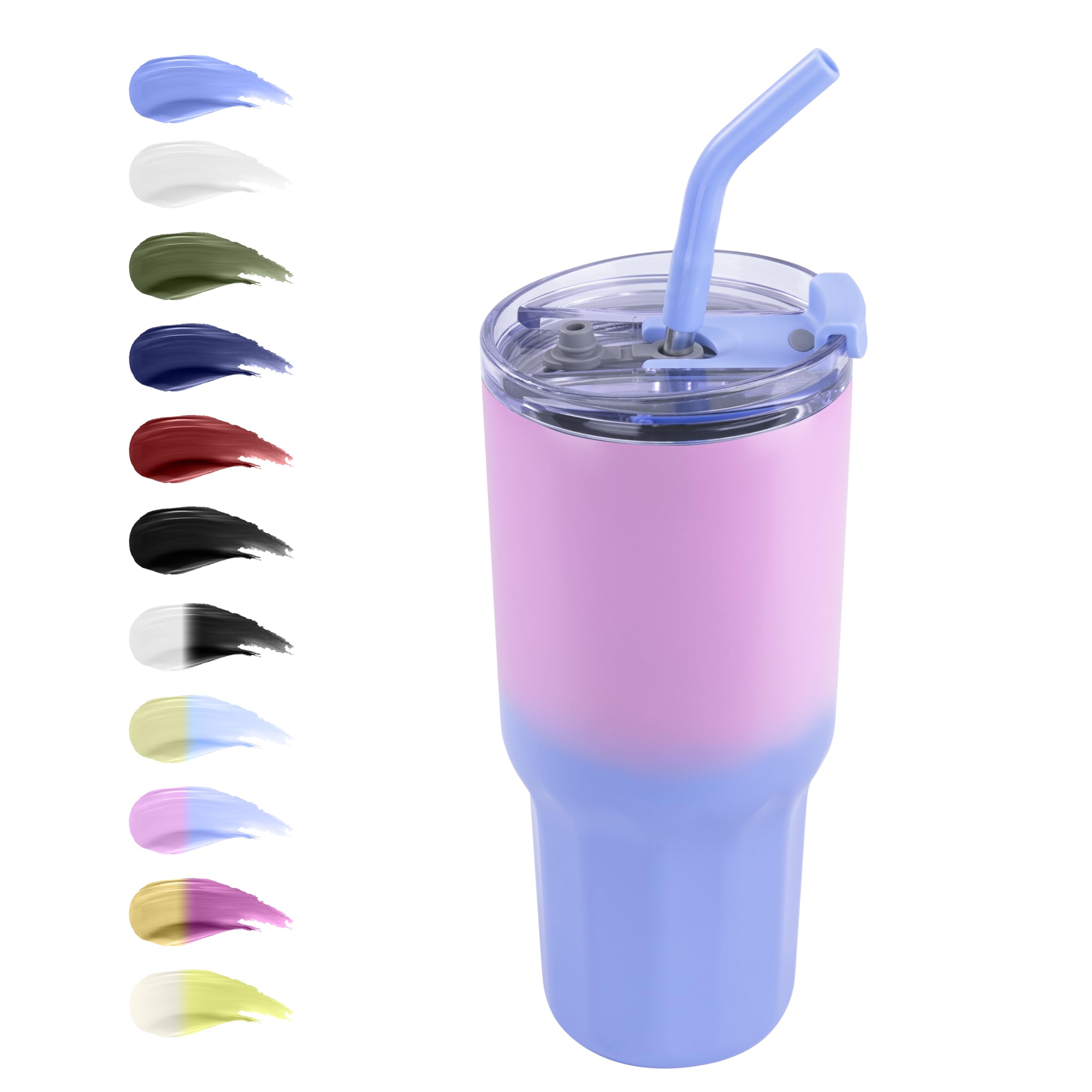 VEGOND 30oz Stainless Steel Tumbler with Lid and Straw Insulated Tumbler Leakproof Tumbler Reusable Travel Coffee Mug Tumbler Double Wall Vacuum Cup Water Bottle Bulk (Blue and Purple,1)