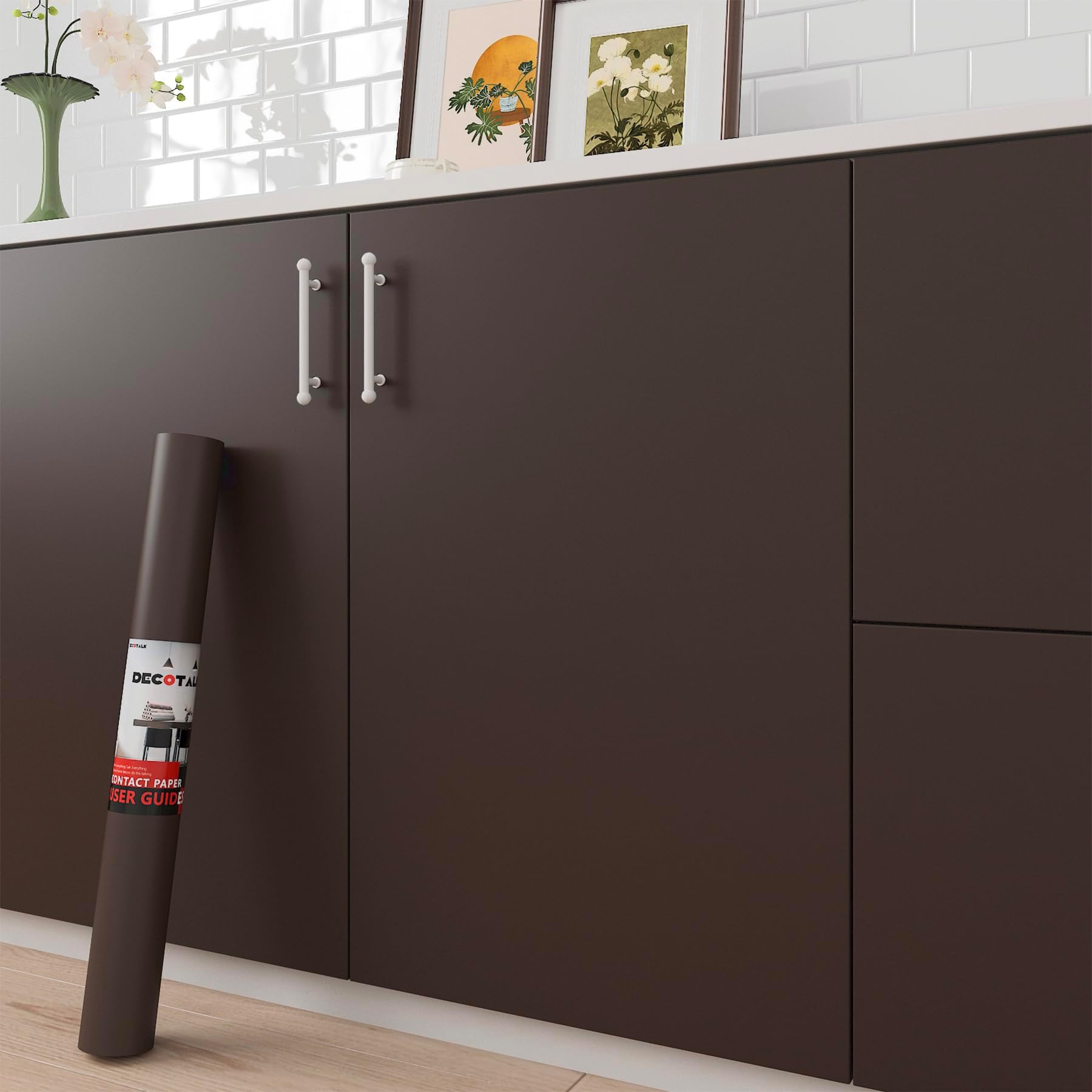 Decotalk Brown Contact Paper Large Peel and Stick Wallpaper Decorative Contact Paper Brown Self Adhesive Wallpaper Solid 30 x 120 inch for Bedroom Accent Wall Desk Cabinets Shelf Liners Living Room