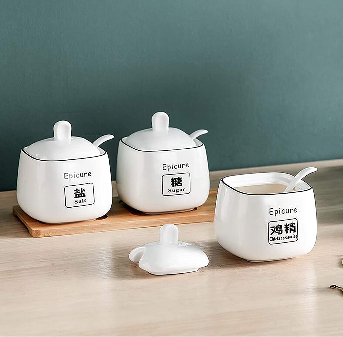 Domowy biały ceramiczny słoik na przyprawy, zestaw kombinowany pudełko na przyprawy do dekoracji domu kuchni jadalni