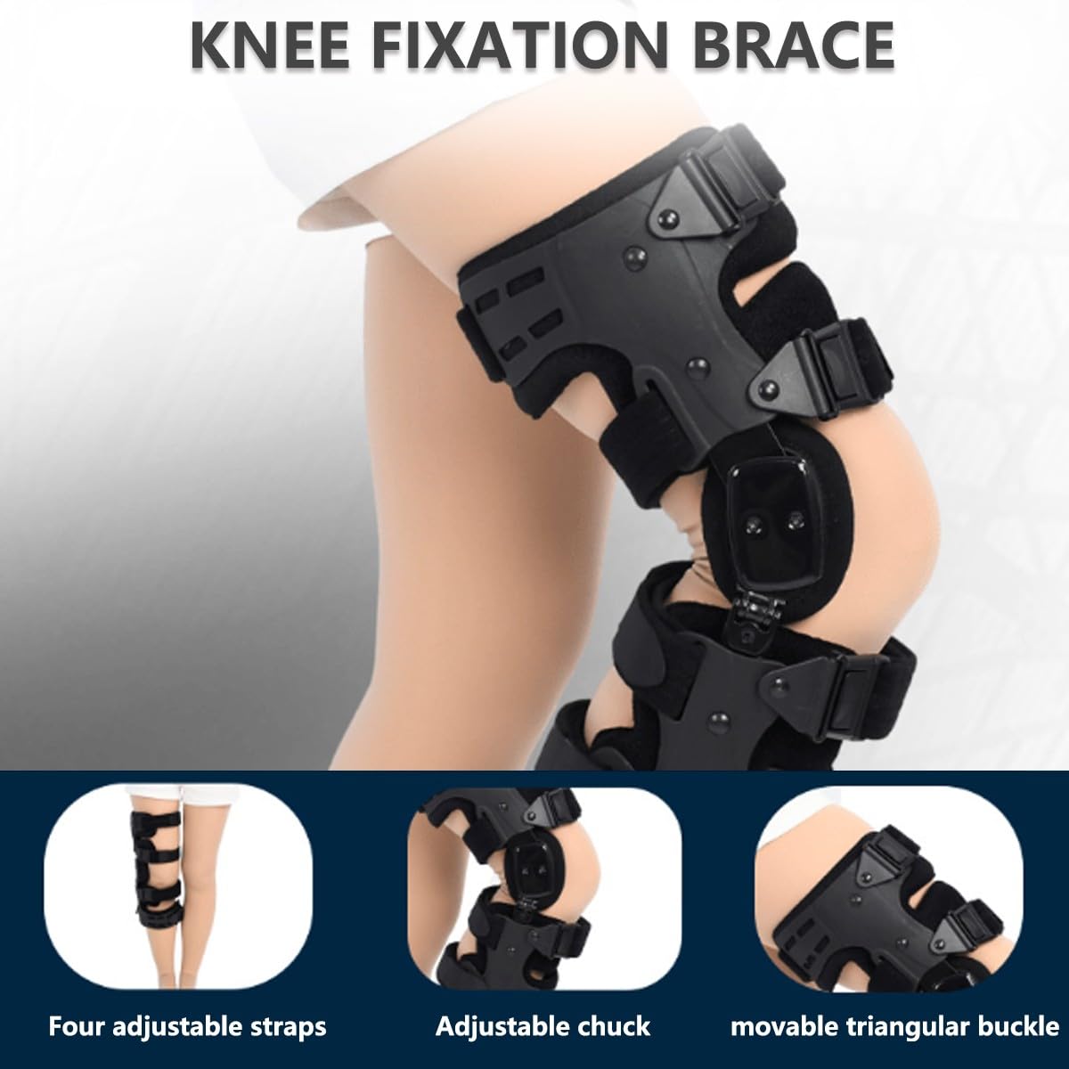 Tutore per ginocchio regolabile, tutore per ginocchio con stabilizzatori laterali foderati, comfort senza essere soffocante, tutore per ginocchio per artrite, per il recupero(Black,average size)